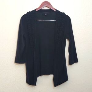 PRE OWNED BANANA REPUBLIC 3/4 SLEEVE CARDIGAN SIZE S COLOR BLACK HAS RUFFLE